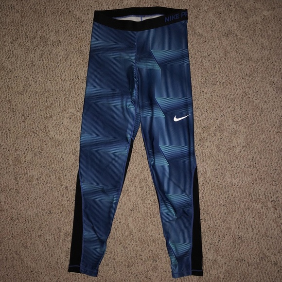 Nike Pants - Nike Pro Blue and Black Patterned Leggings